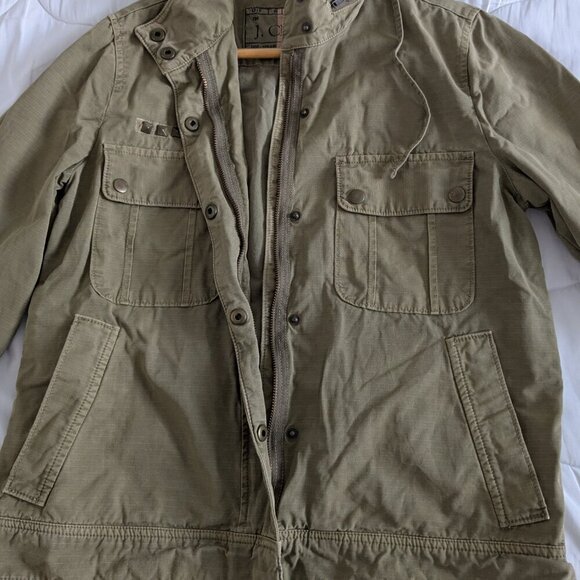 J. Crew Jacket Women's Small Green 720 Hooded Utility Cotton Military Style Coat - Picture 13 of 16